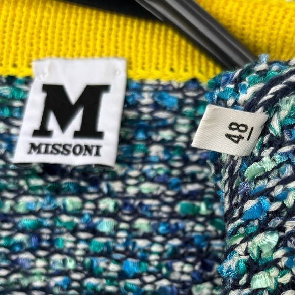 Missoni Tweed Fringe Blue Jacket Cardigan Sweater Size 48 Large 12 - Picture 8 of 15